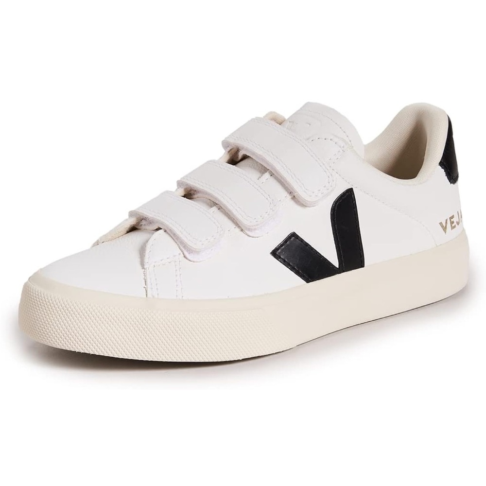Veja Recife Logo White and Black Velcro Sneakers